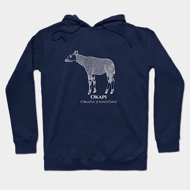 Okapi with Common and Latin Names - animal design Hoodie by Green Paladin